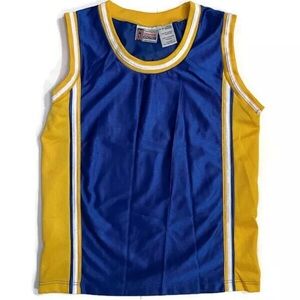 Generation One Athletics Boys Large 14-16 Blue Yellow White Sleeveless Jersey